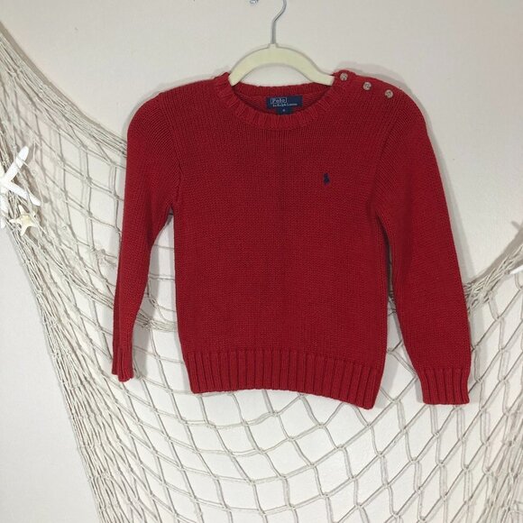 POLO by Ralph Lauren Red Cotton Child's Sweater - Picture 1 of 7